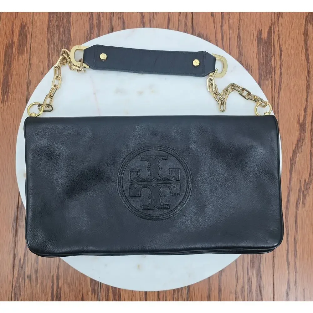 Tory Burch Bombe Reva Leather Clutch / Shoulder Bag‎